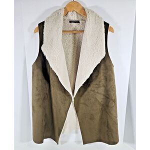 Madison & Lola Faux Shearling Brown Vest, NWOT,‎ Soft Open Front, Medium Western